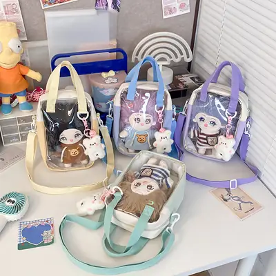 Cute Cartoon Doll Transparent Shoulder Bag for Women