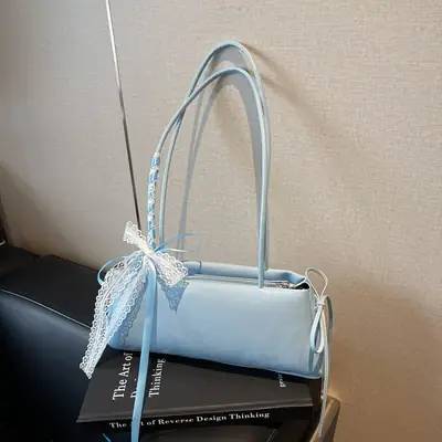 Light Blue Korean Style Shoulder Bag for Women