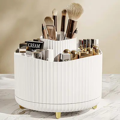 Digital Rotating Cosmetic Storage Cylinder with Pen Holder