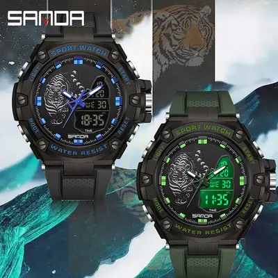 Sanda Black LED Digital Sport Watch for Men