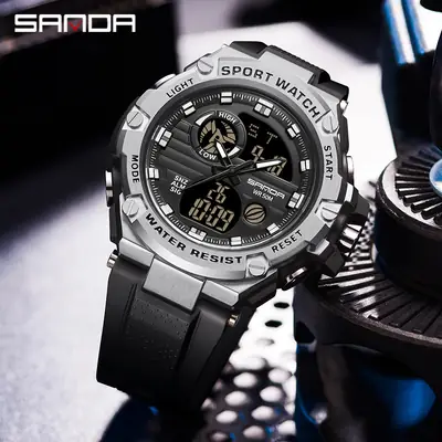 Sanda Chronograph Men's Dual Display Waterproof Watch