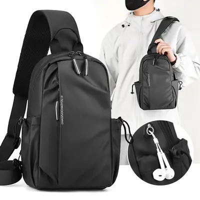 Men's Waterproof Crossbody Bag Black Sports Cycling