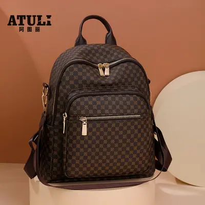 Women's Retro Printed Checkered Backpack 2025