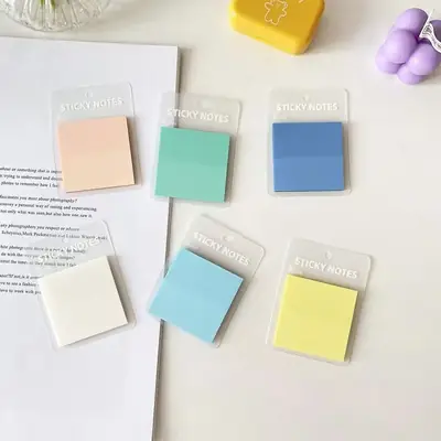 Sticky Notes, Colorful Index Tabs, Pet Transparent Morandi Colors, Square Shape, Reusable Sticky Notes, Key Point Markers, Small Note Pads