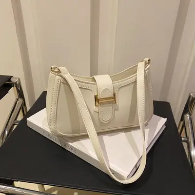 White Textured Crossbody Bag for Women 2025 Spring