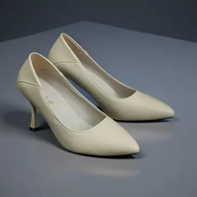 Women Pointed Toe Shallow Heel Jute Shoes Beige