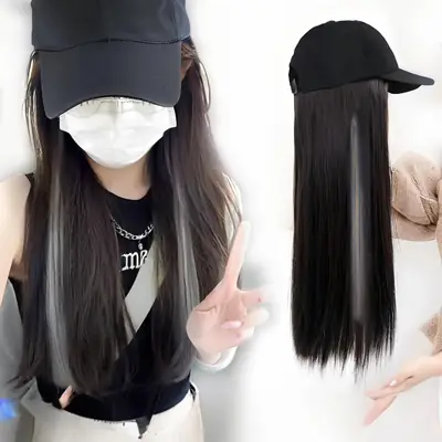 Long Straight Hair Net Cap Wig for Women