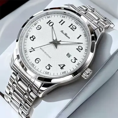 Men's Stainless Steel Quartz Watch with Analog Dial
