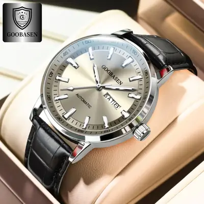 Guberson Men's Quartz Calendar Watch Silver Stainless Steel