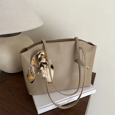 Korean Style Shoulder Tote Bag Beige 2025
