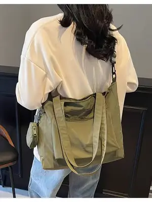 Crossbody Nylon Tote Bag Green Large Capacity