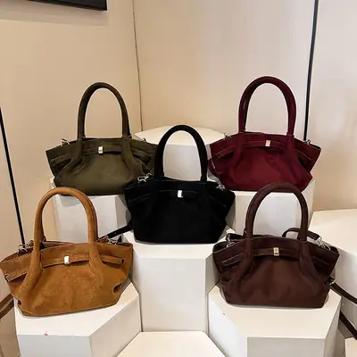 Women's Brown Suede Shoulder Bag Large Capacity Casual Handbag