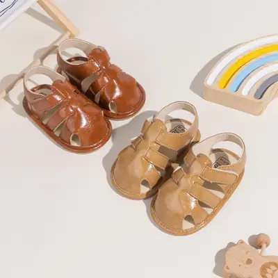 2025 Summer Breathable Baotou Baby Roman Sandals for Boys and Girls Pu Toddler Shoes Baby Shoes
