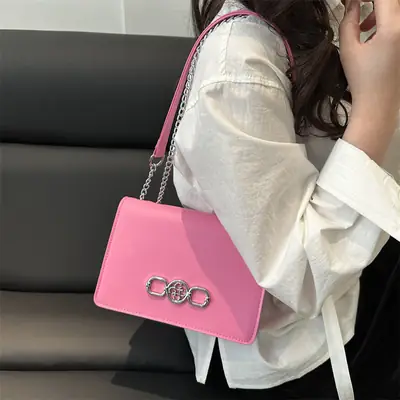 Pink Korean Fashion Chain Crossbody Bag for Women