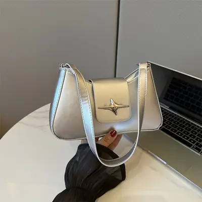 2025 Summer Shoulder Bag Black Four Corner Star Women