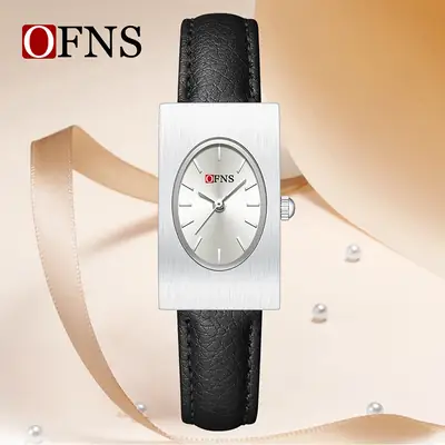 Women's Red Leather Quartz Watch with Silver Case