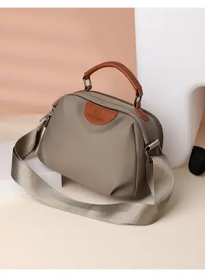 Women's Waterproof Oxford Handbag Grey Multi-Layer Crossbody