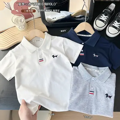2025 Boys Polo T-Shirt White Short Sleeve