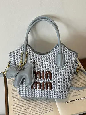 Trendy Blue Printed Bucket Bag for Women