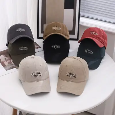 Men Embroidered Baseball Cap Black Grey Summer Wear