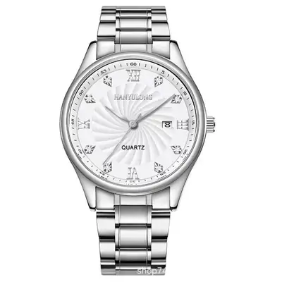 Men's Gold Roman Dial Steel Belt Watch