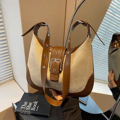 Vintage Faux Denim Crossbody Bag for Women 2026