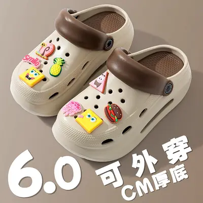 Spongebob Heightened Hole Shoes Women's Summer Outer Wear Sandals Internet Celebrous Baotou Thick Bottom Non-slip Nurse Sandals
