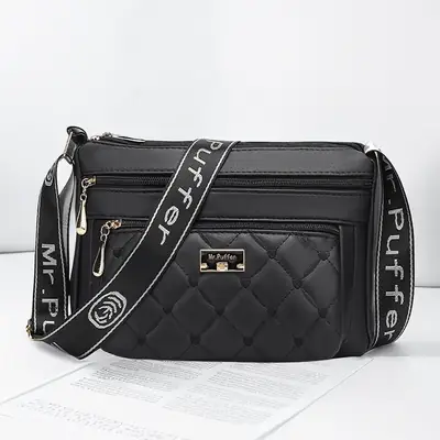 Black Quilted One-Shoulder Women's Crossbody Bag