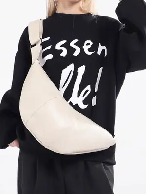 French Style Crossbody Bag for Women Leather Black