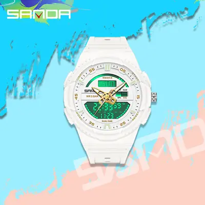 Sanda Black Waterproof LED Countdown Watch for Men Women