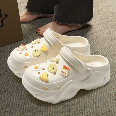 Women's White EVA Platform Sandals with Cute Decor