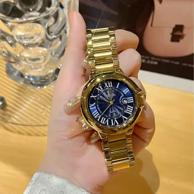 Gold Cross Watch Set for Men Women with Fast Live Hands