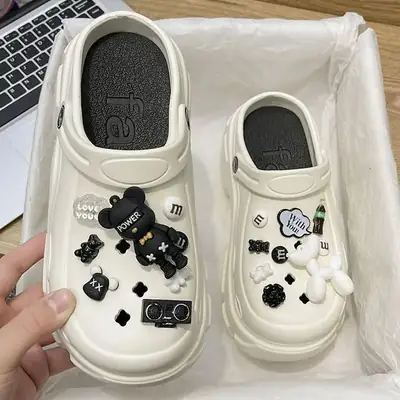 2025 Women's Cartoon Cave Shoes Black Thick Sole