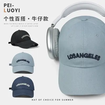Denim Blue Los Angeles Embroidered Baseball Cap Women