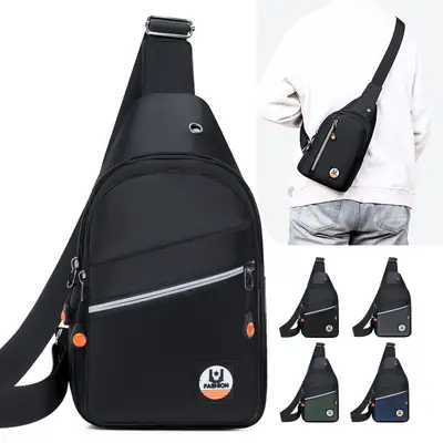 Men's Black Multi-Function Crossbody Bag with Adjustable Sling