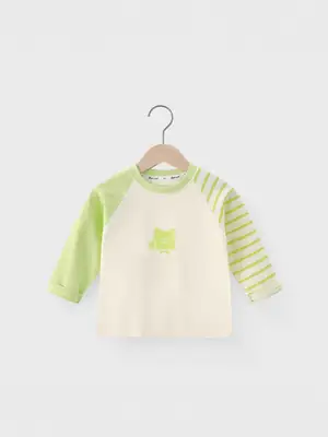 2025 Boys Cotton Long Sleeve T-Shirt Green Yellow