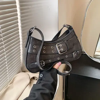 2025 Women's PU Leather Shoulder Bag Black Crossbody