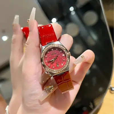 Red Crystal Band Women's Watch with Star Dial