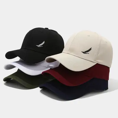 White Feather Embroidered Baseball Cap for Women Men