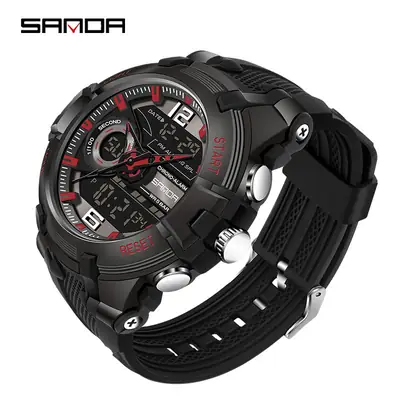 Sanda Men's Waterproof Digital Watches Black Red Silver Gold