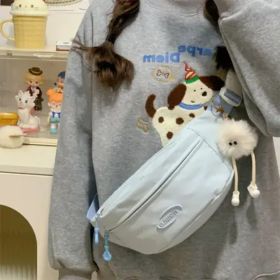 Sweet Cartoon Crossbody Bag for Women Light Blue