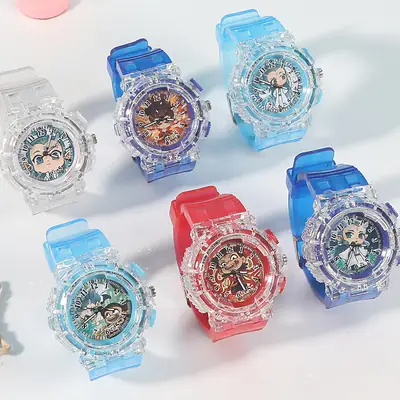 Nezha Cartoon Watch for Kids Blue Crystal Quartz