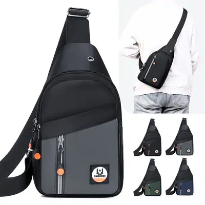 Men's Black Crossbody Shoulder Bag with Adjustable Strap