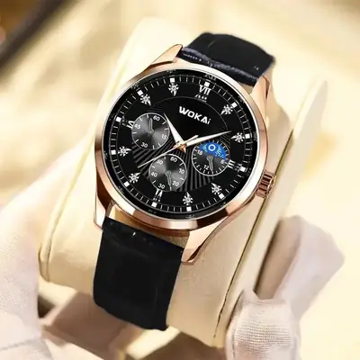 Joker Quartz Men's Watch Black Rose Gold European American