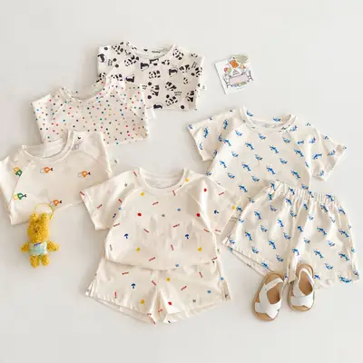 2025 New Summer Boys Cartoon T-Shirt Shorts Set