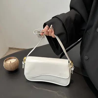 White Retro Shoulder Crossbody Bag for Women