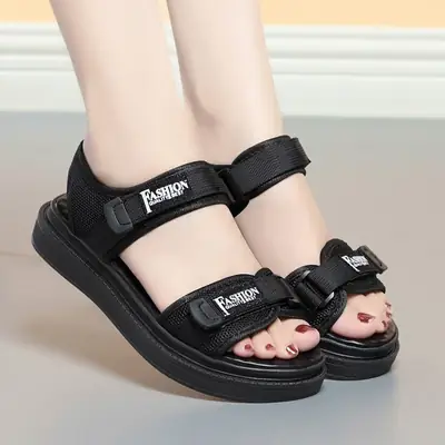 Velcro Roman Beach Sandals Women's 2025 Summer New Massage Bottom Mother's Non-slip Soft Bottom Beach Sandals