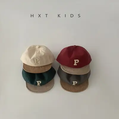 Baby Cap Spring Autumn Color Matching P Letter Soft Top Sunshade Hat