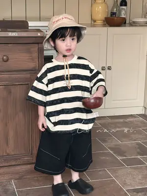 Striped T-Shirt with Transparent Pants for Boys