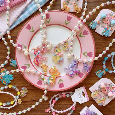 Korean Children's Cute Resin Color Cartoon Princess Necklace